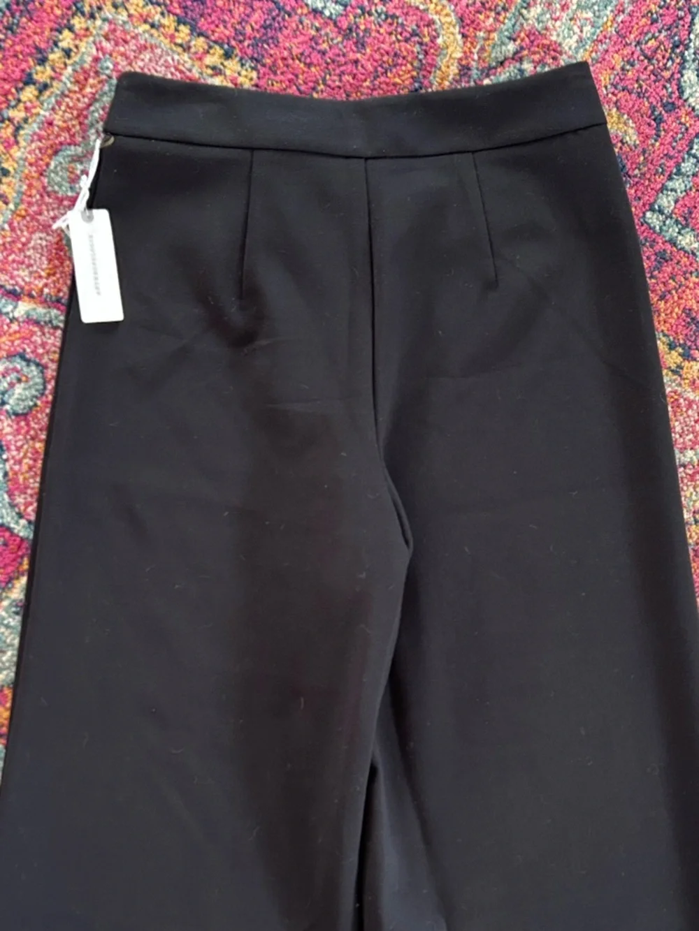NWT Anthropologie | Women’s Black Crystal Crop High Rise Wide Leg Pants Size 2